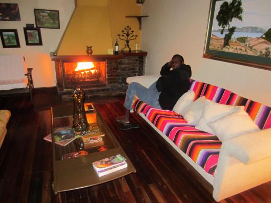 Fire time...complete with famed fleece pants