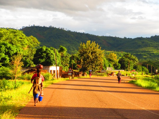 Setting out through Chitimba village at 6am