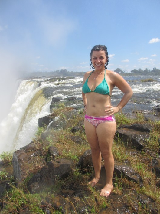 Standing right at the edge of the falls