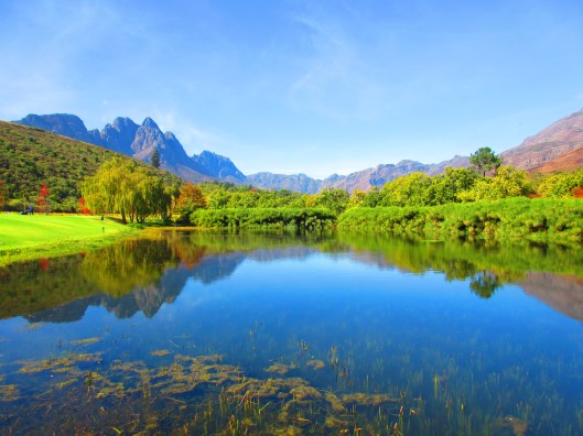 Lake and mountain view at the vineyard