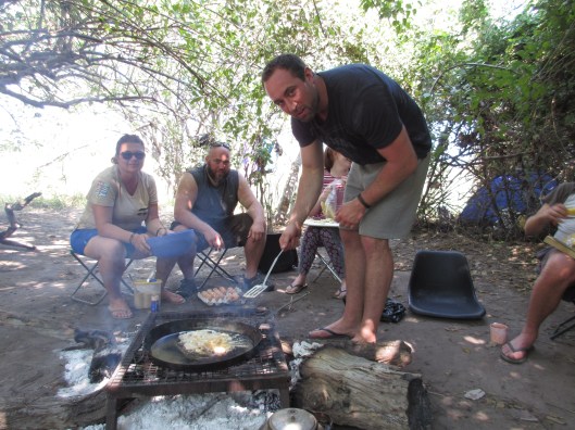 Cooking at our campfire