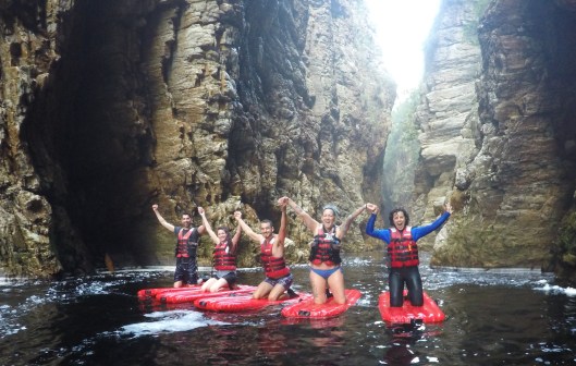 On our "Lilos" in Storms River Gorge