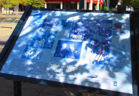 Sign capturing historic facts concerning Apartheid in Cape Town